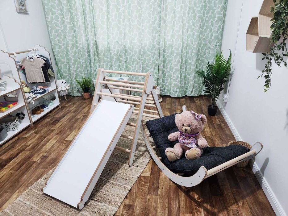 4in1 Montessori Triunghi mare Pikler de catarare +tobogan+ arc+ perna