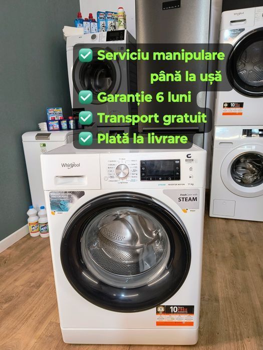 4️⃣ Mașină de spălat Whirlpool 8-9 kg Plata la livrare