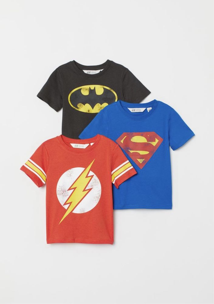 Set tricouri copii H&M Batman Superman Flash, marime 8-10 ani
