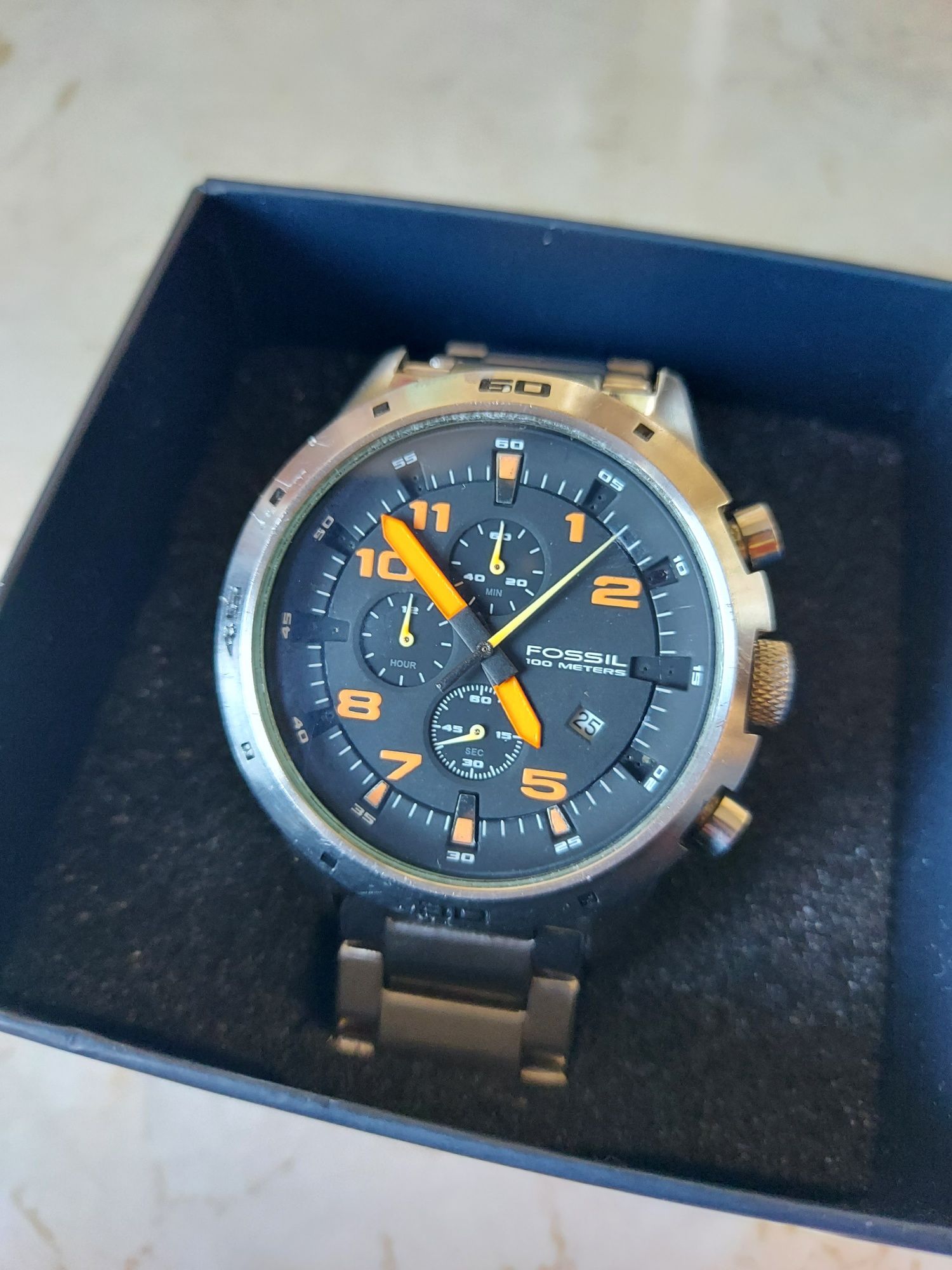 Ceas elegant cronograf quartz Fossil 2519 blue 100 m,ca nou deosebit