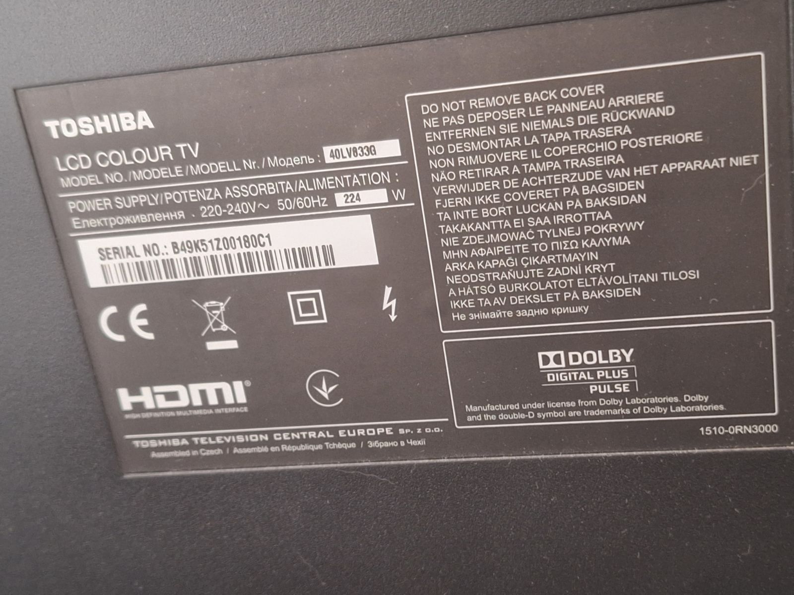 Цветен телевизор Toshiba 40LV833G