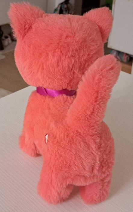 NORIEL - Pisica plus, merge, miauna, canta, da din coada, roz, 30 cm