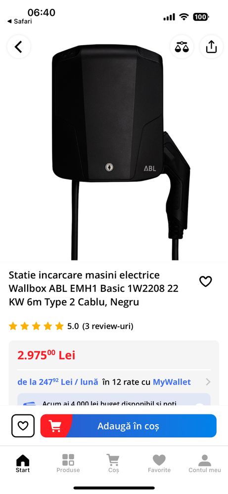 Stație încărcare auto audi, vw, toyota, tesla, bmw, dacia wallbox 22kw