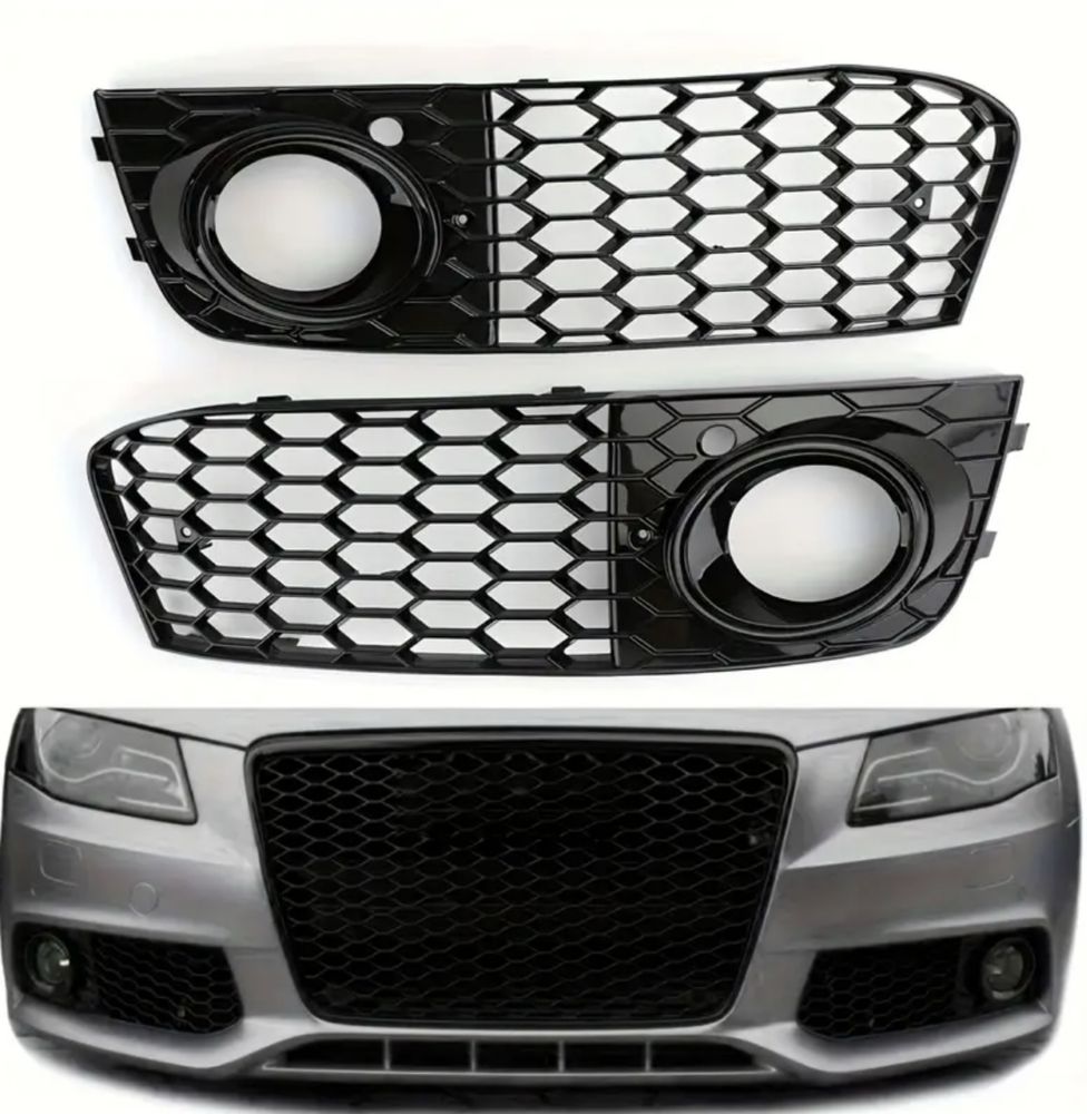 Решетка + Решетки за халогените Пчелна Пита Audi A4 B8 2008- 2012г.