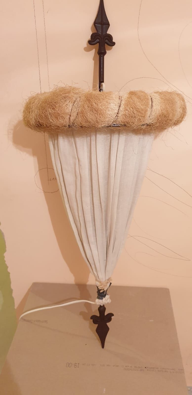 Accesoriu decorațiune înfrumusețare camera metal textil Italia 1970