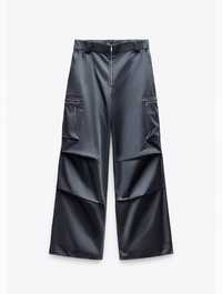 Сатениран панталон с ципове Zara - нов с етикет
