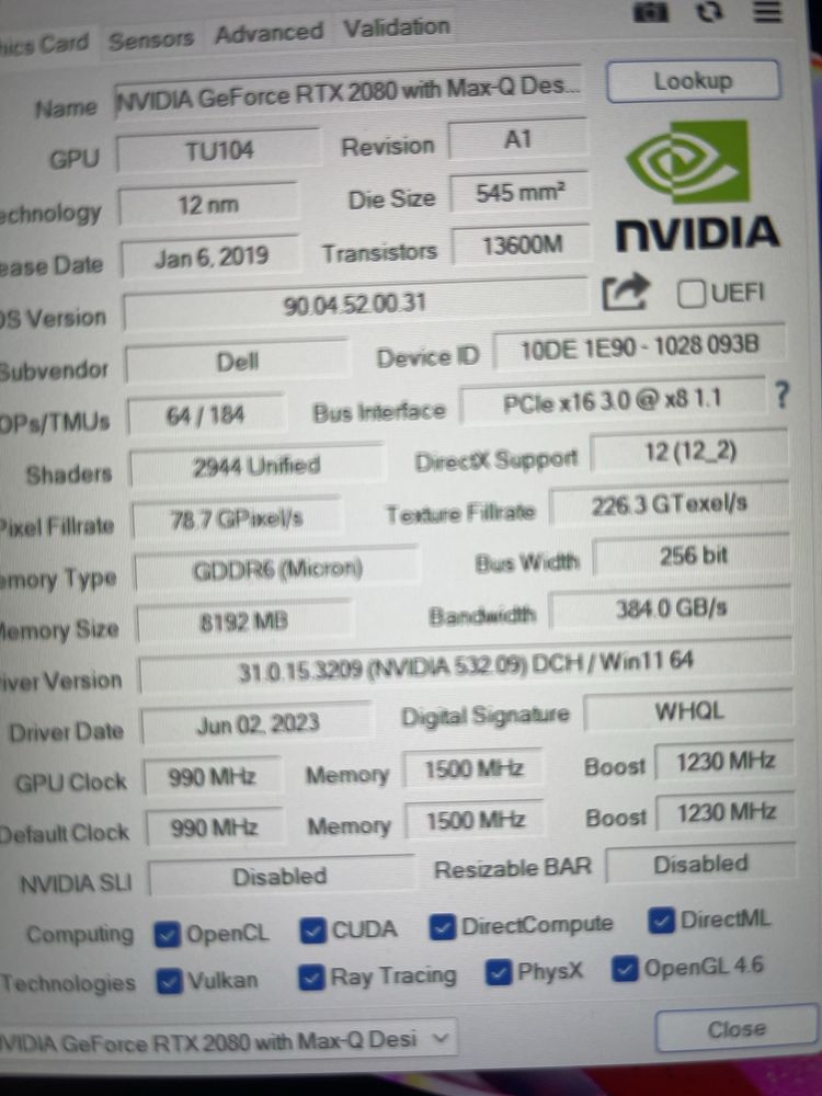 Alienware 15 R4 /I7 9750H/16GB/RTX 2080HQ/1TB SSD