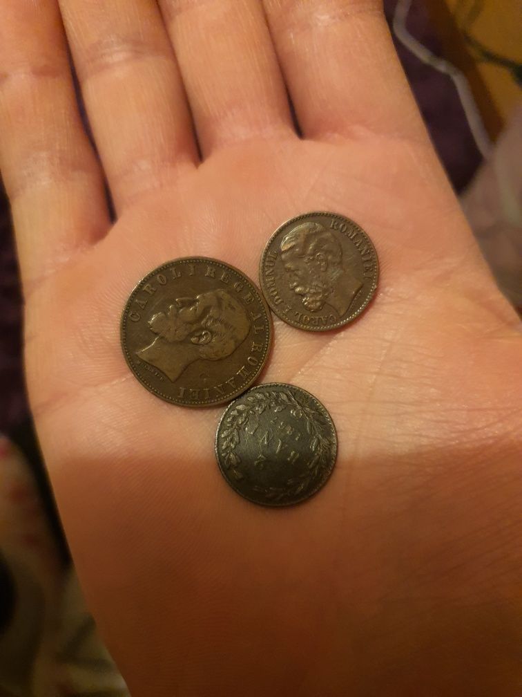 Vand moneda de 1 leu argint din 1906 Carol 1 am si de 5 bani si de 2 b