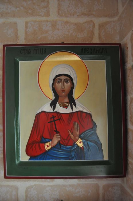 icoana pe lemn pictata traditional