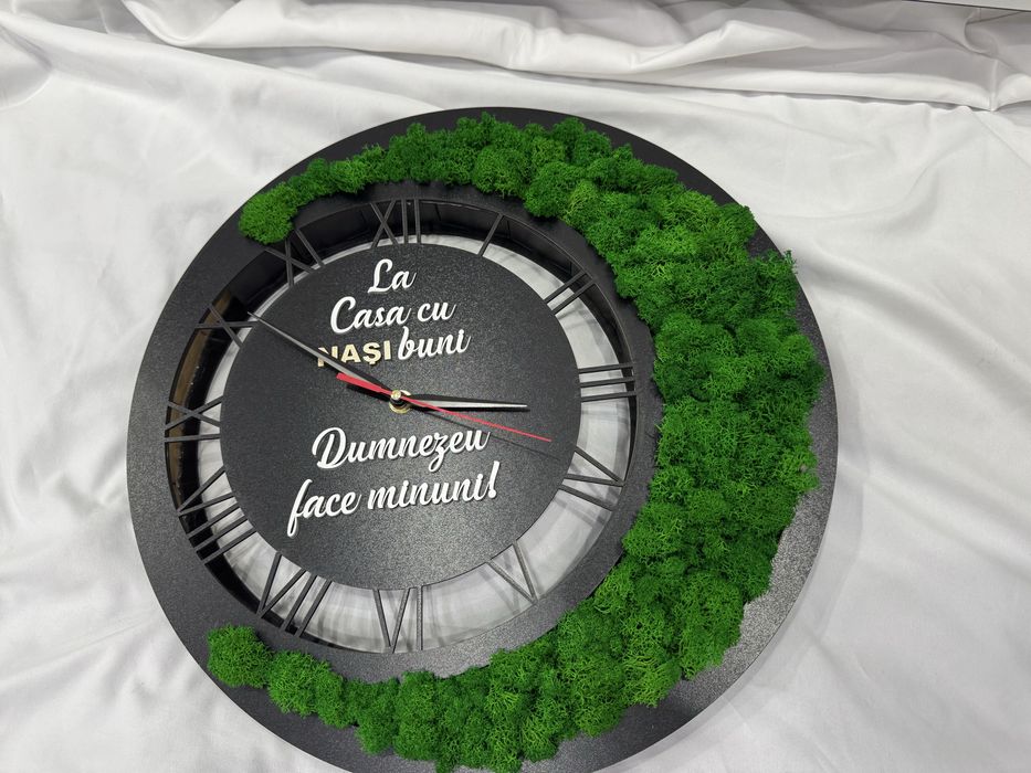 Ceas Nași 40cm lemn+licheni