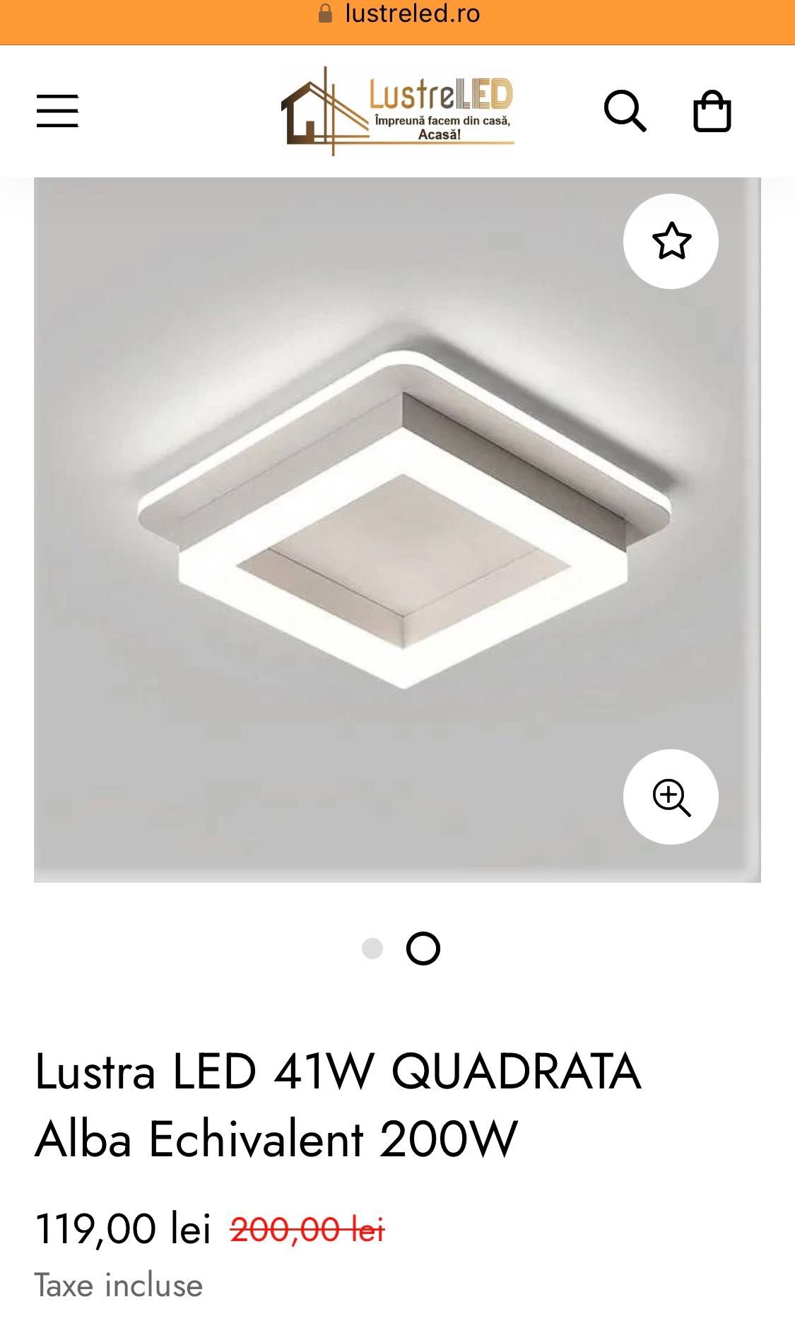 Lustra LED 41W Quadrata alba echivalent 200W pret/ buc (3 bucati)