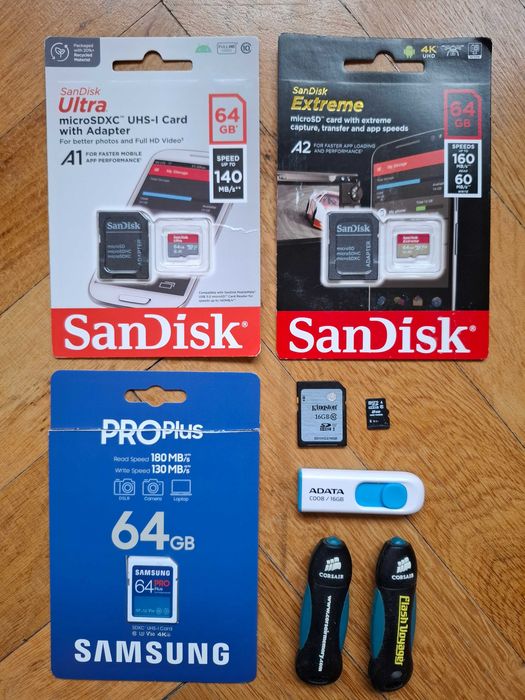 Carduri memorie micro sdxc Sandisk Ultra si Samsung PRO Plus 64Gb noi