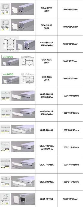 LED chiroq uchun alyuminiy profil | Профиль для LED ленты