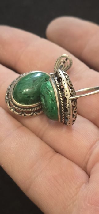 Set din argint Malachit