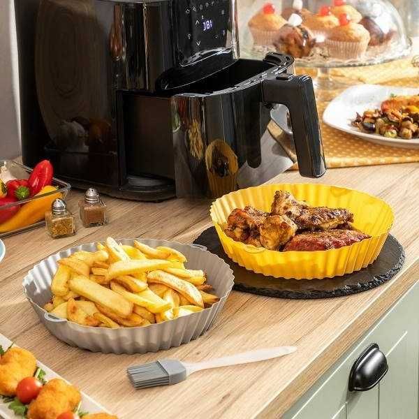 Set 2 Forme de copt din silicon pentru Airfryer sau Cuptor, cu pensula