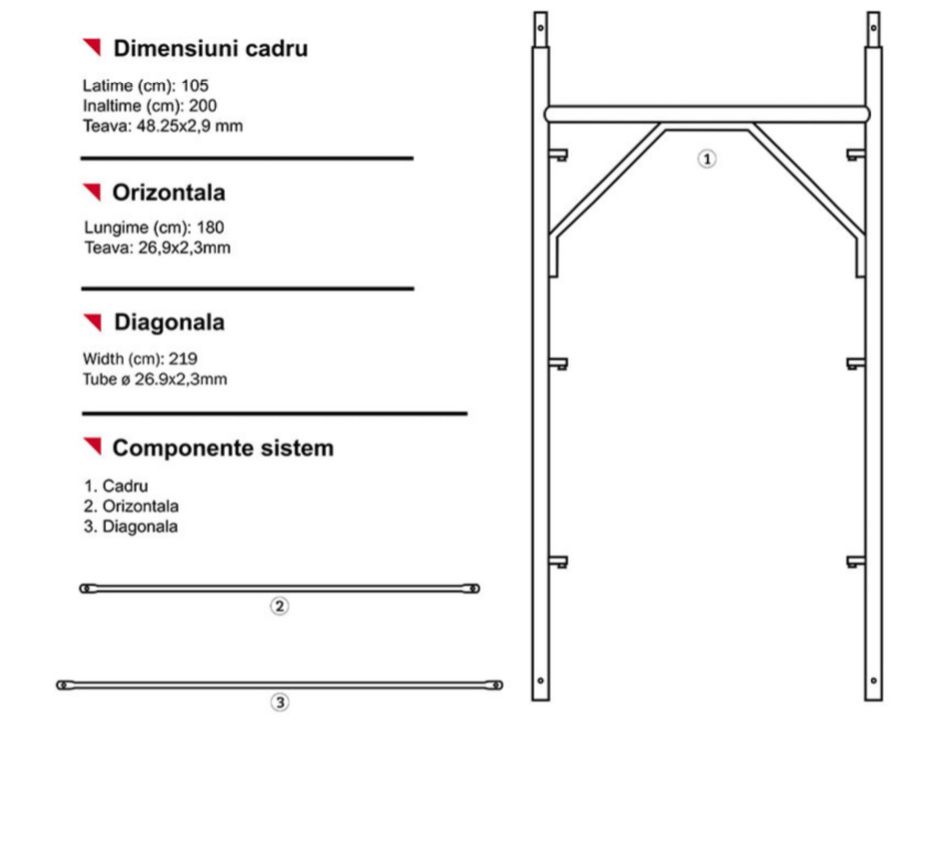 Cadru H schela cavalet 105 2m schela italia ponteggi fabrica noi