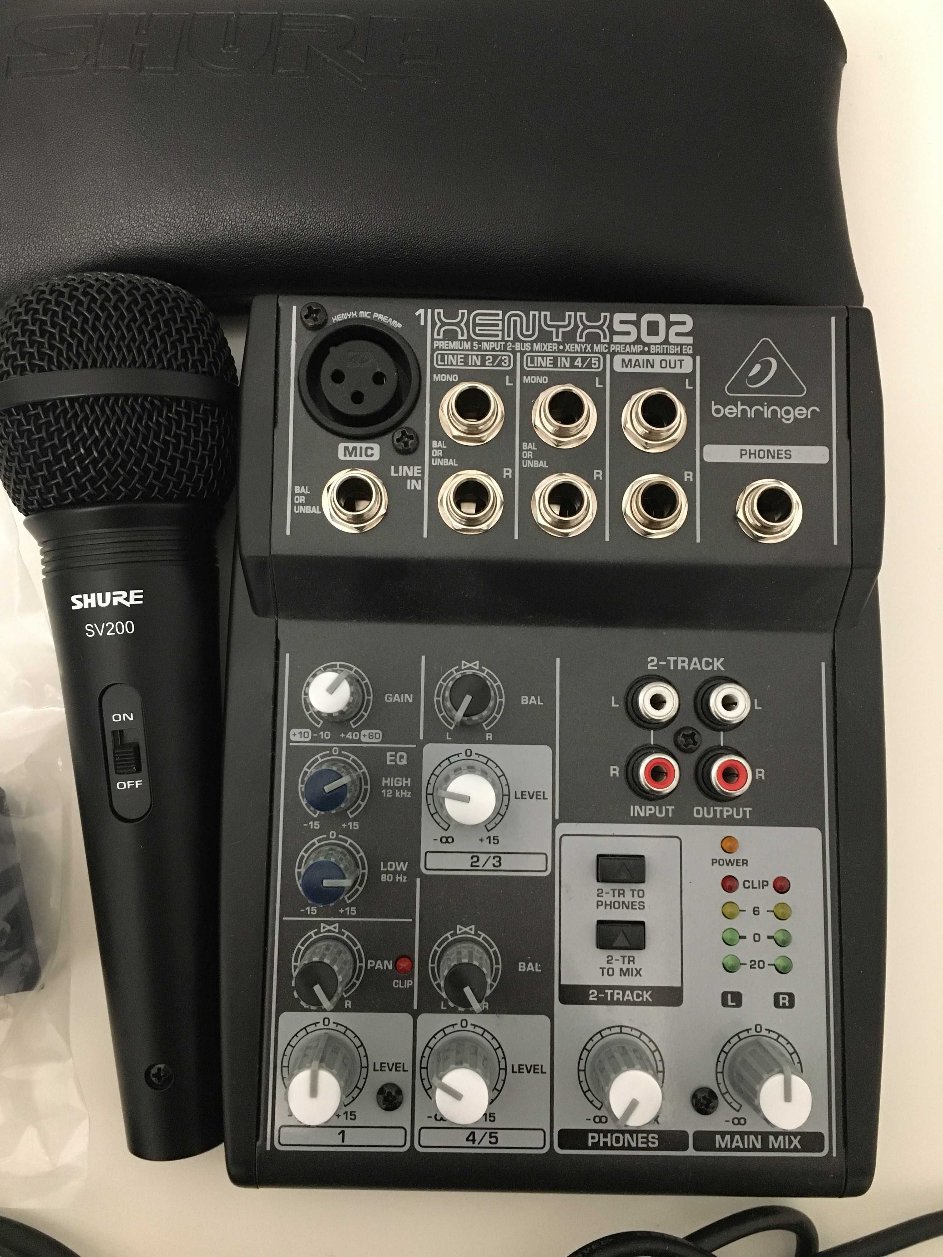 Mixer Audio Behringer XENYX 502 si Microfon Shure SV200