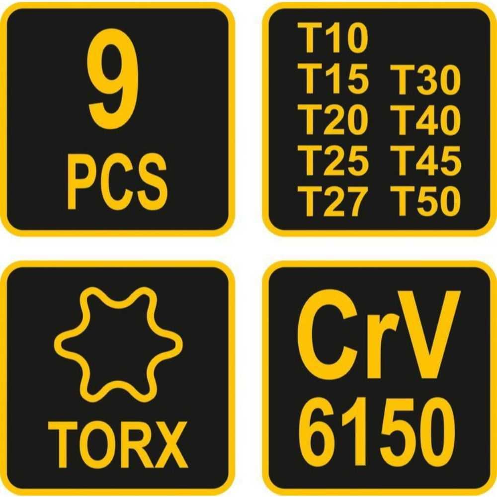 Комплект Т-образни отвертки TORX, VOREL 56639