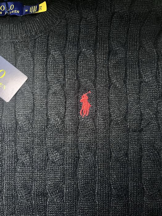 Pulover Polo Ralph Lauren negru cu logo roșu - mărimea M