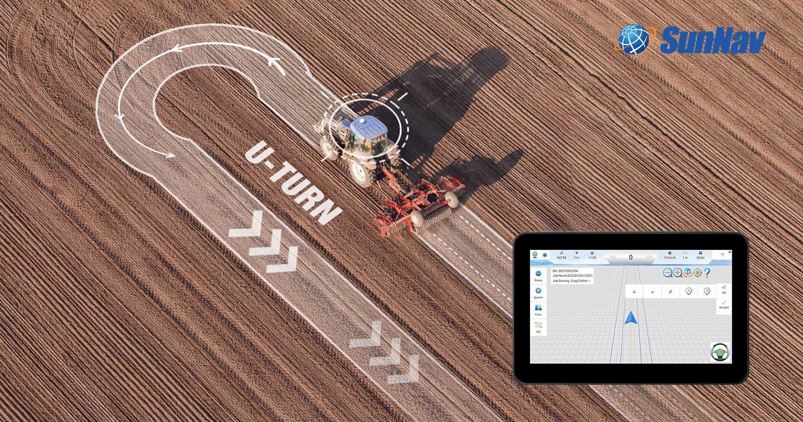 SUNNAV AG500 GNSS Avtopilot – Rasmiy Diler 1 yil kafolat 2.5sm aniqlik