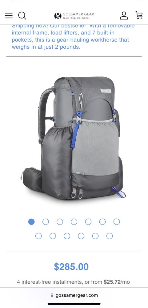 Rucsac ultraușor Gossamer Gear Mariposa 60l M exped Durston zpacks