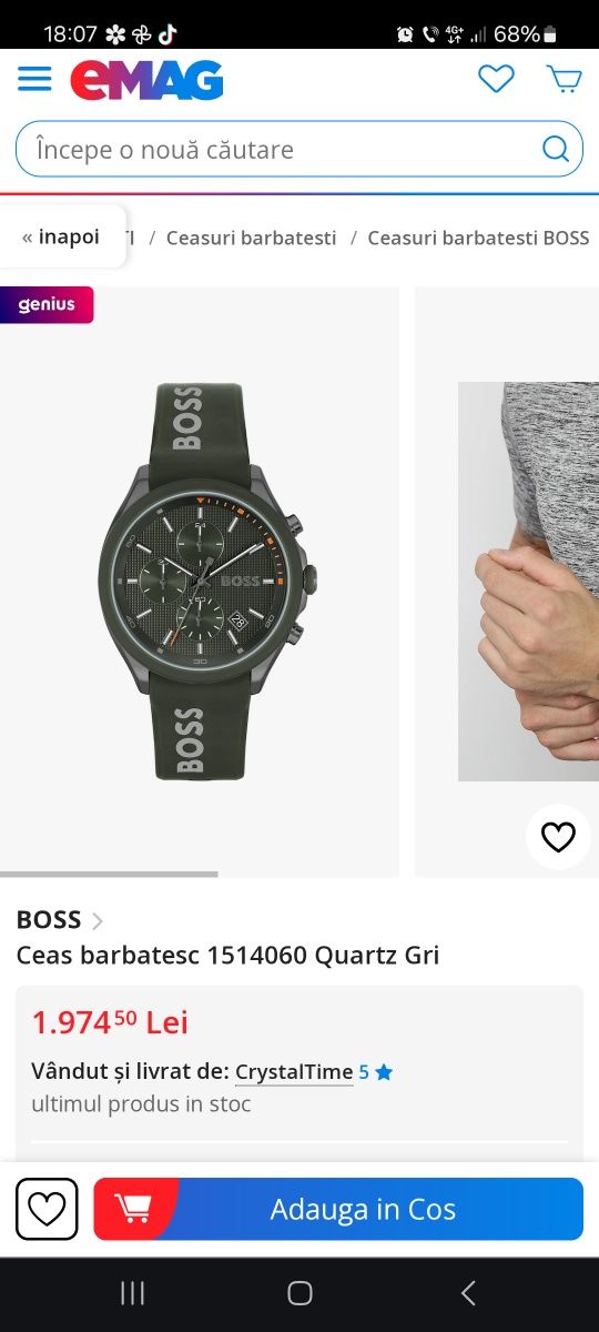 Vând ceas boss velocity quartz