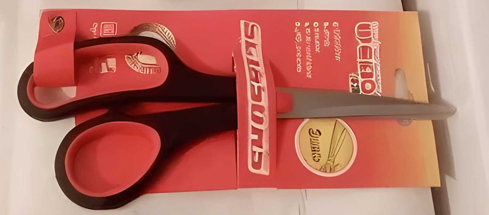 Канцелярские ножницы с прорезиненными ручками, длина 19см, на блистере