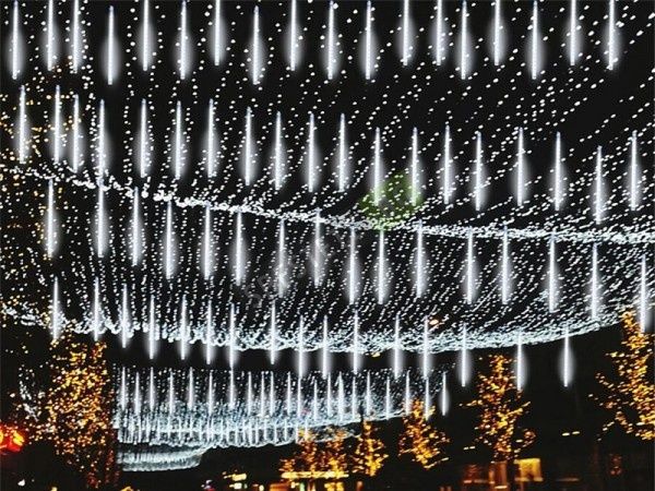 LED висулки, падащ сняг 8 х 50см, коледни светлини