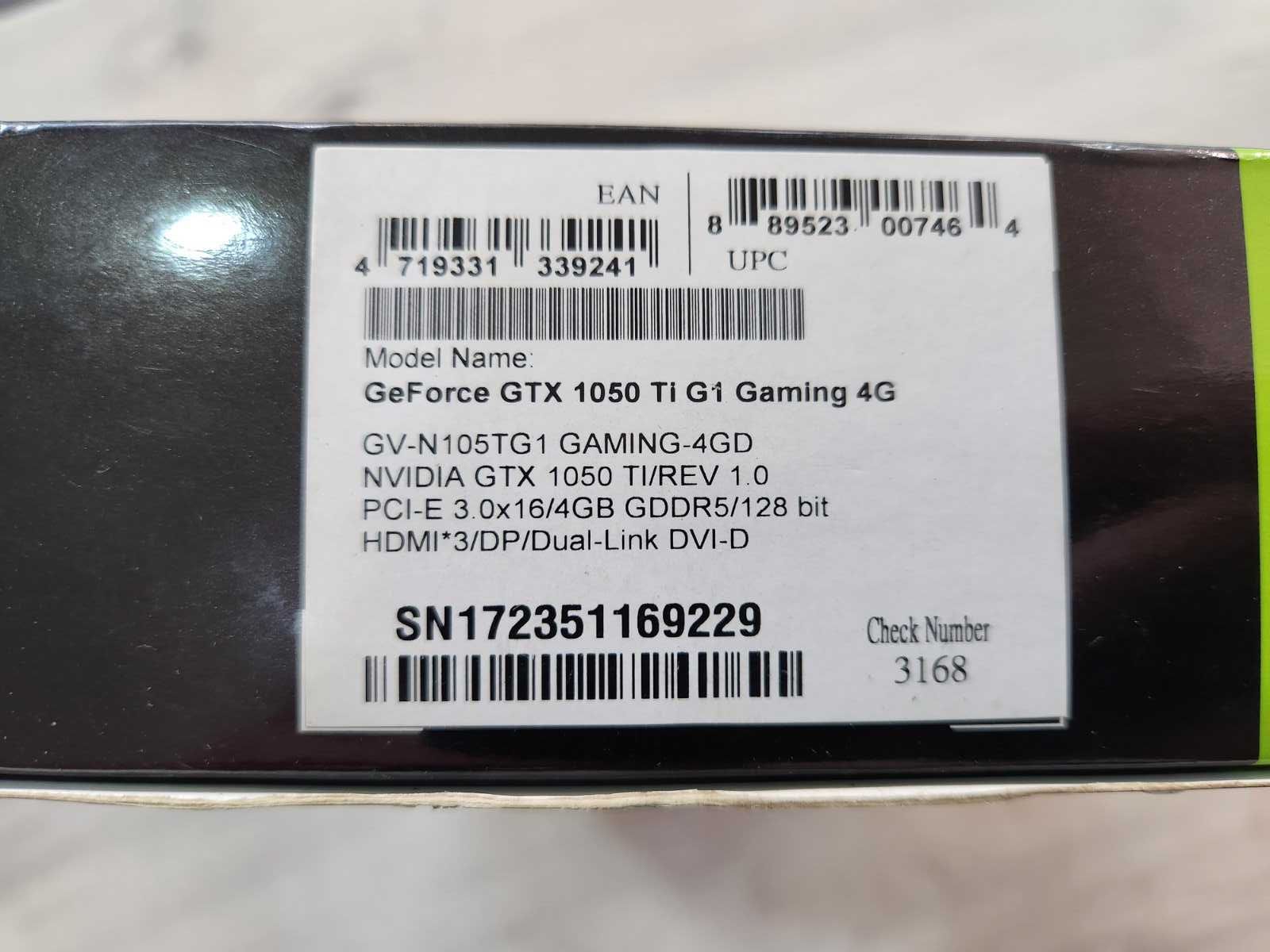 Видеокарта GIGABYTE Geforce GTX 1050 TI G1 Gaming 4GB