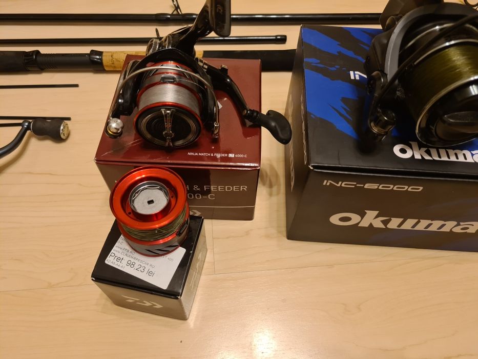 Echipament feeder, lanseta Preston Monster,mulineta Daiwa,Okuma ,Korum
