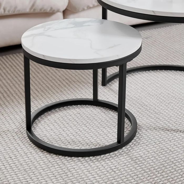 NOU Set 2 mese mdf, alb, marmoroptik