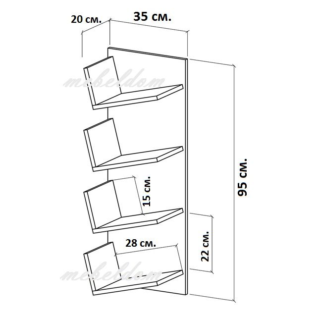 Етажерка за стена с 4 наклонени рафта(код-0860)