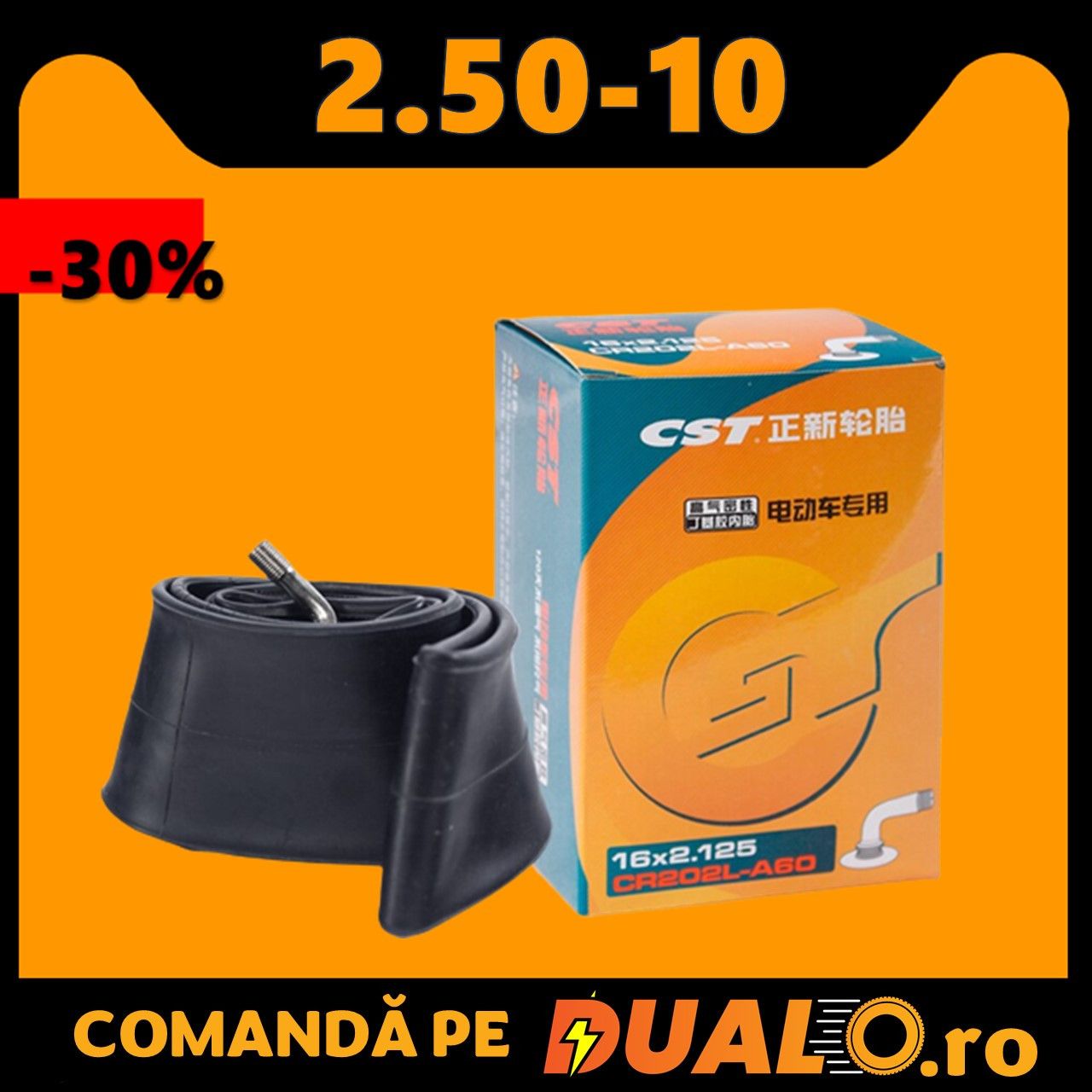 Camera aer 2.50-10 scutere trotinete 14 inch cauciuc moto