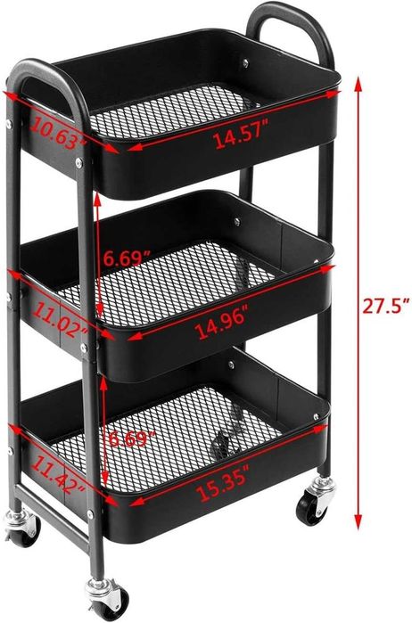 Carucior depozitare 3 niveluri cu roți, Full Metal, REDUS de la 280RON