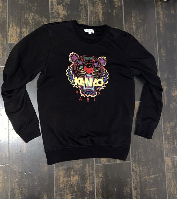 Kenzo Bluza Tiger Sweatshirt Negru - Broderie Multicoloră