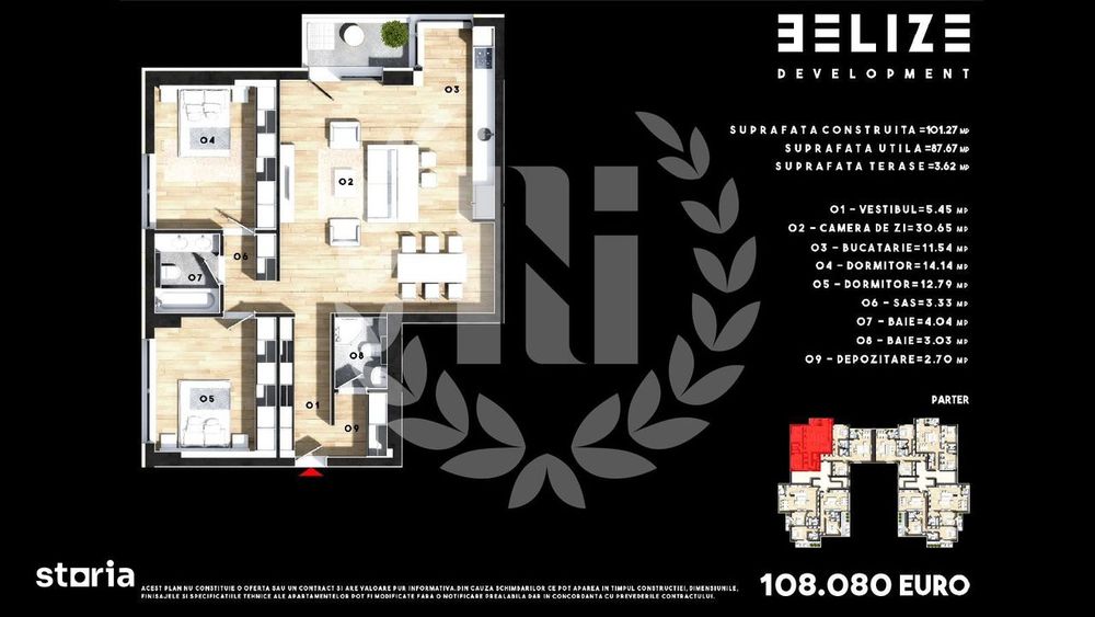 Apartament Decomandat  3 Camere