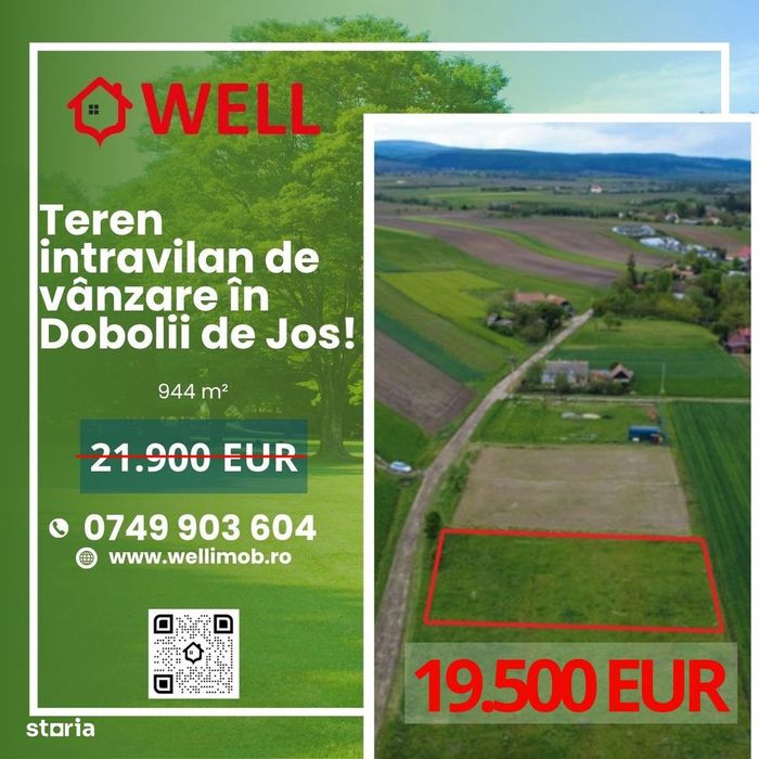 Teren intravilan de vânzare în Dobolii de Jos!