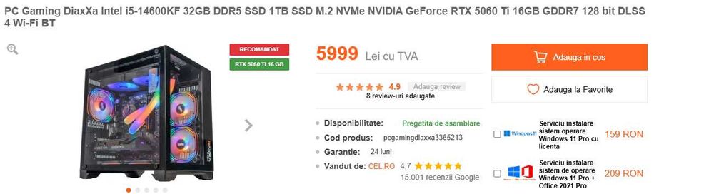 PC Gaming Diaxxa INTEL I5 i5-14600KF, NVIDIA GeForce RTX 5060 Ti 16GB
