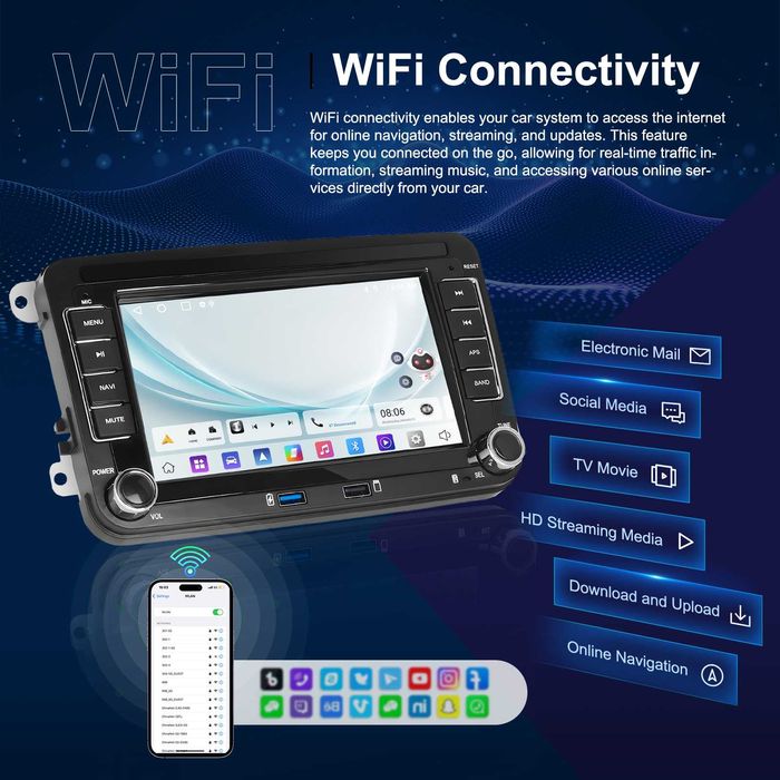Navigatie Android,VW Passat,Golf,Jetta,Touran,Carplay,2GB + 64GB, NOI