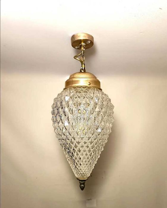 Lustra Art Deco, Mid-Century stil Limburg, sticlă ananas alamă vintage