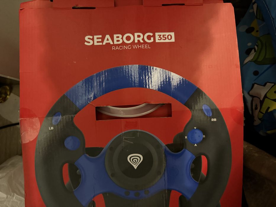 Волан с педали Genesis - Seaborg 350, черен/син, PC/Console