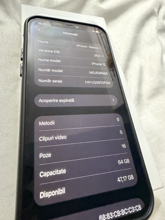 Iphone 12 ,black 64GB de vanzare,perfect funcționabil