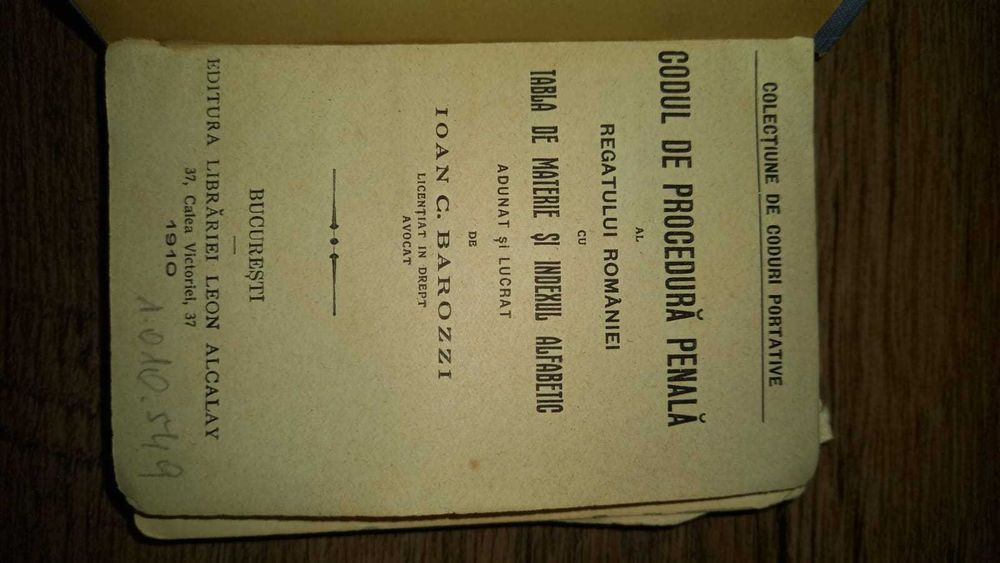 Codul de procedura penala al Regatului Romaniei, an 1910