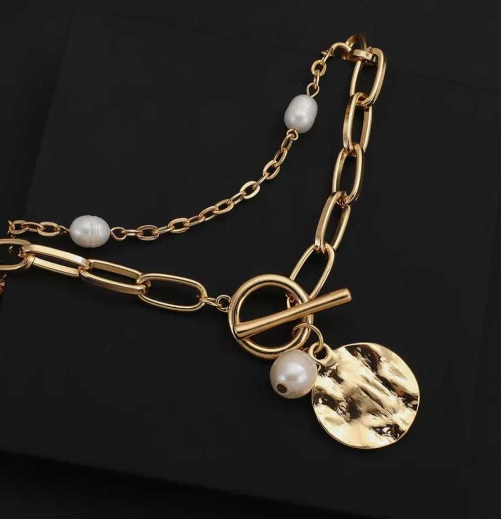 Женское ювелирное украшение, ожерелье с жемчугом и цепью