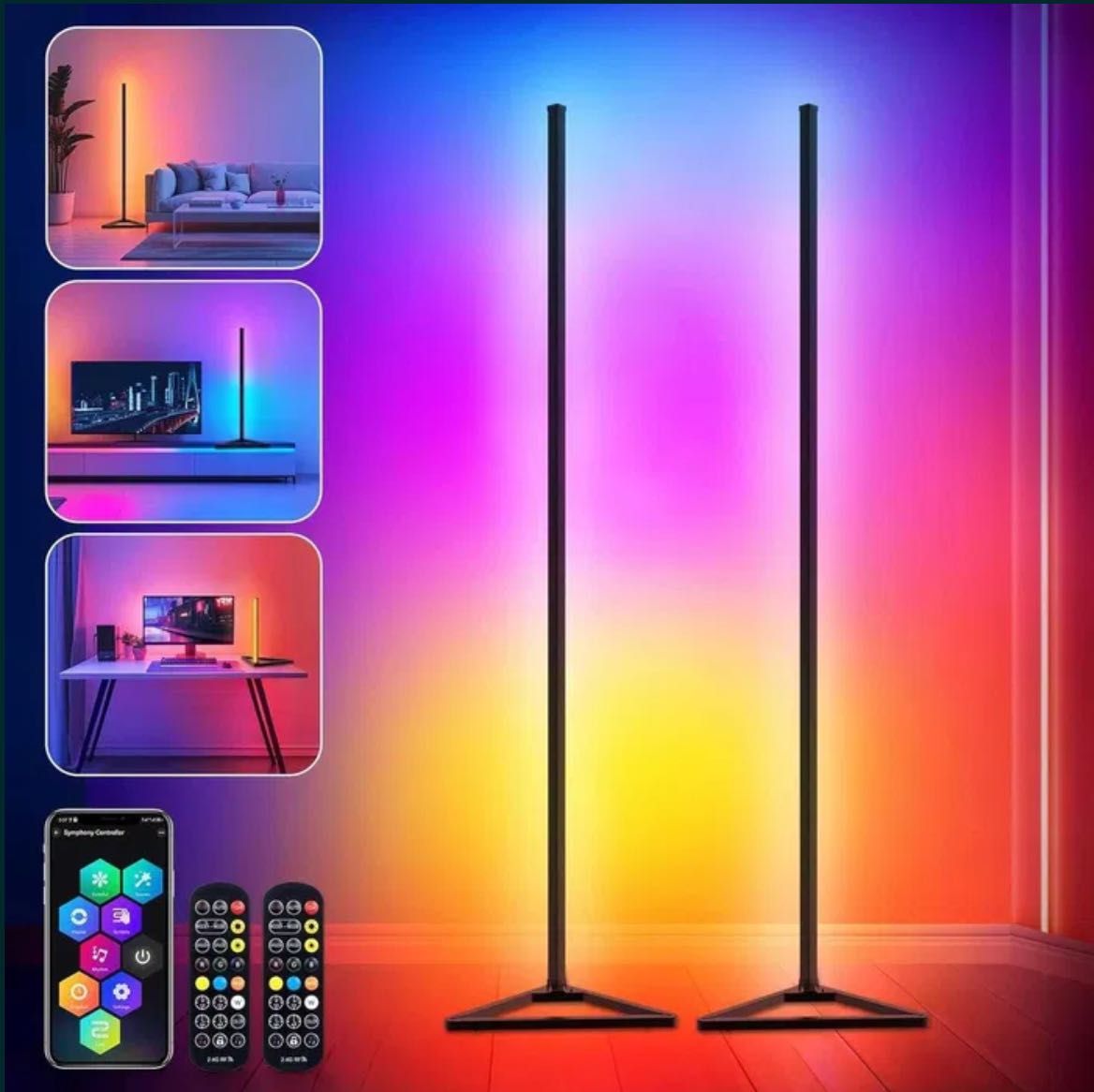 LED RGB Стояща Лампа с Дистанционно и Регулируема Височина Gaming