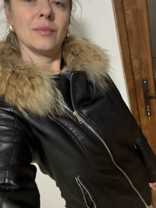 Geaca piele eco cu blana naturala