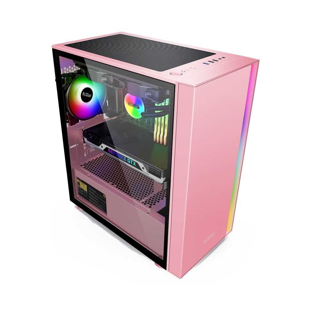 Корпус PCCooler PLATINUM LM300P ARGB, pink, Mini tower