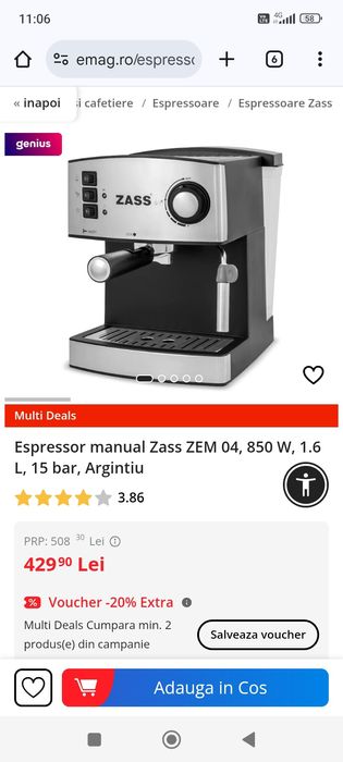 Expresor de cafea manual Zass