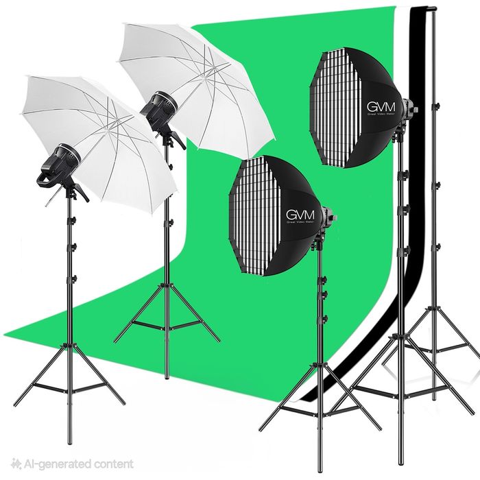 4 x lumini LED foto - video GVM P80S II, reglabile, accesorii, fundal