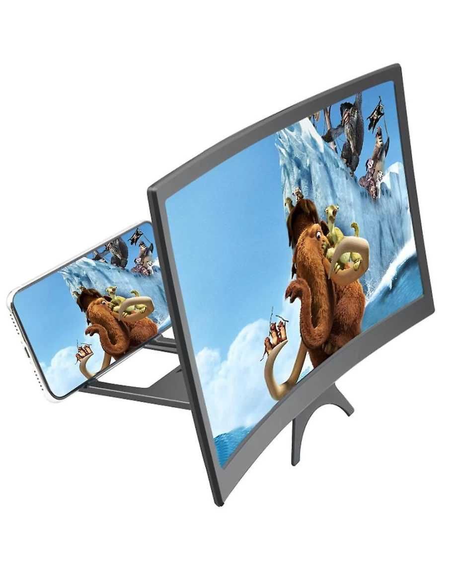 3D Увеличителен извит екран 12 инча и стойка за телефон